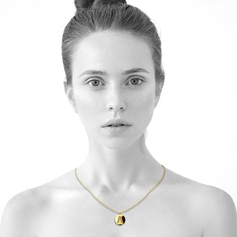 Solid 925 Sterling Silver Initial Alphabet Personalised Disc Necklace